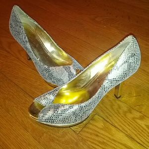 Anne Klein Golden Snakeskin Wedding Pumps